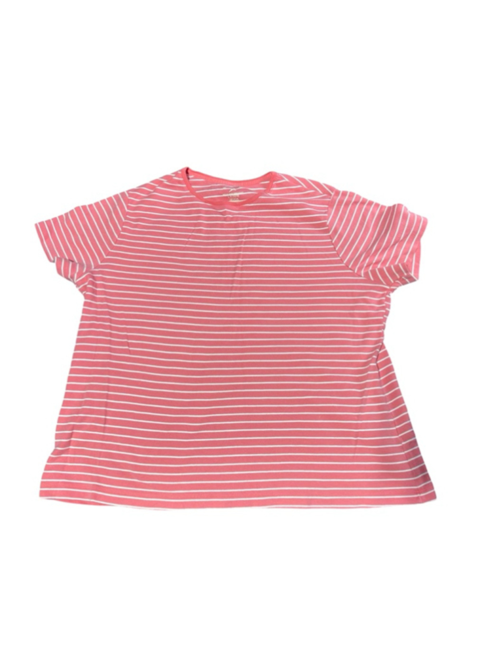 Women's White Stag Pink & White Striped Short Sleeve Tee L #895